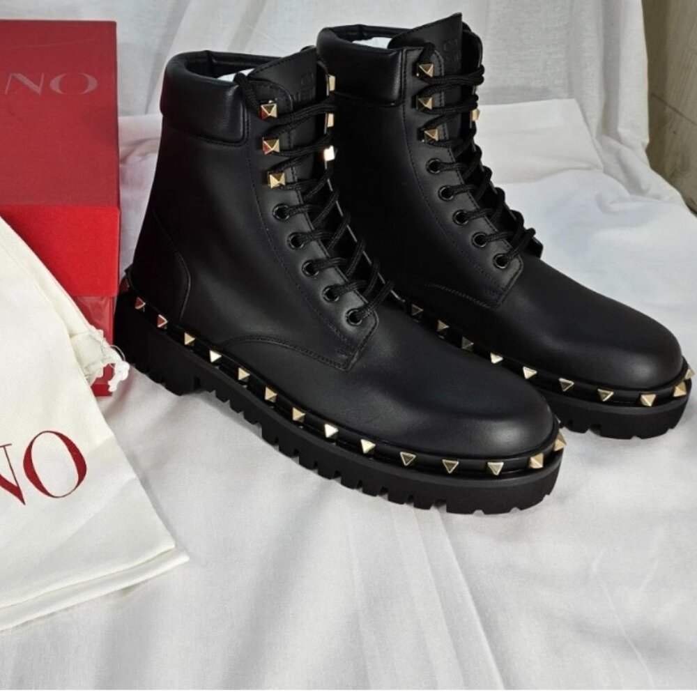 Valentino Garavani Women's Rockstud Lug Sole Combat Boots